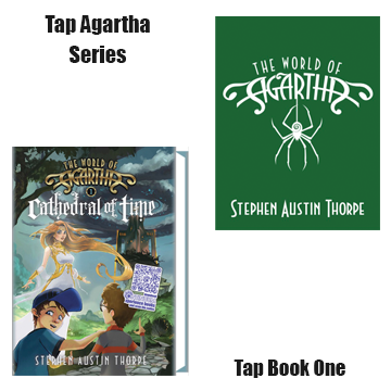 Image instructing the user to tap The World of Agartha series then Cathedral of Time book icons